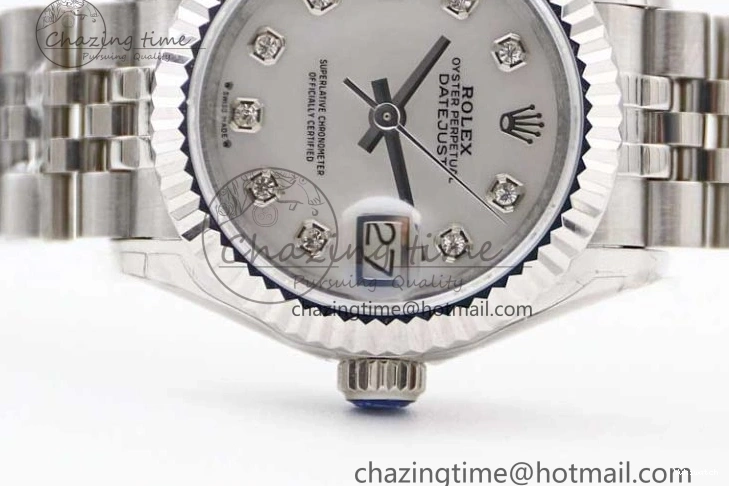 Dial SS 1:1 Diamonds 28 Silver Markers DateJust Bracelet 904L Edition Lady Best on NH05 Steel TWF President 0206